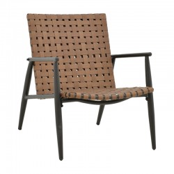Garden armchair Eamon pakoworld metal black textilene brown 73,5χ62χ77cm