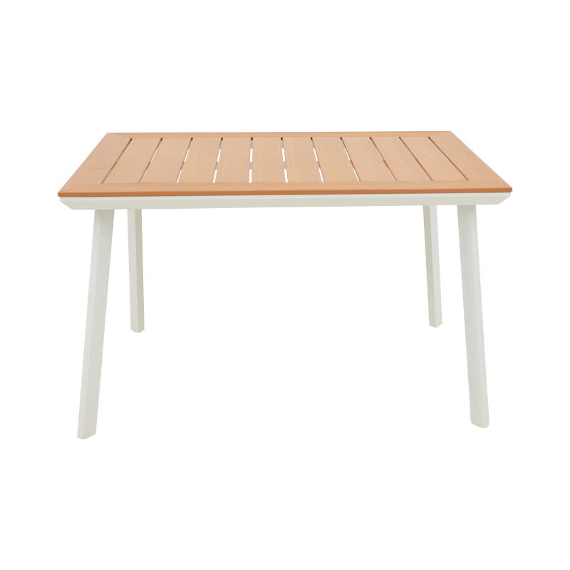 Τραπέζι Griffith pakoworld λευκό αλουμίνιο και plywood σε φυσική απόχρωση 120x80x74εκ