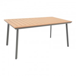 Τραπέζι Griffith pakoworld αλουμίνιο μαύρο-polywood καφέ 160x80x74εκ