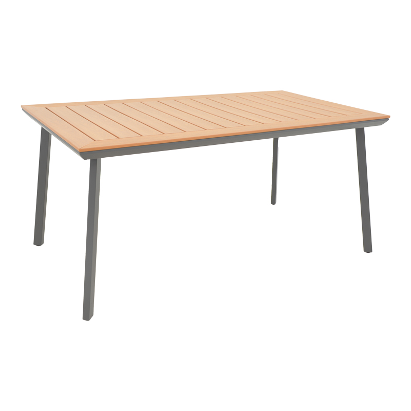 Τραπέζι Griffith pakoworld μαύρο αλουμίνιο και plywood σε φυσική απόχρωση 160x80x74εκ