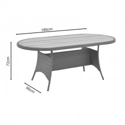Table Keir pakoworld rattan-aluminum - brown 180x90x72cm