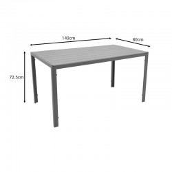 Nares-Moly pakoworld dining table set of 5 anthracite aluminum and natural plywood 140x80x72.5cm