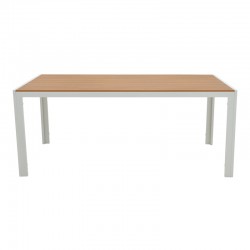 Dining table Nares-Moly A set of 5 pakoworld white aluminum and plywood in natural color 180x90x72.5cm