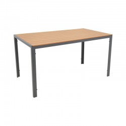 Dining table Nares-Moly A set of 5 pakoworld anthracite-black aluminum and plywood in natural color 140x80x72.5cm