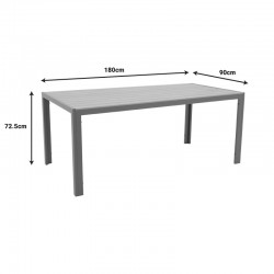 Dining table Nares-Moly B set of 5 pakoworld anthracite-black aluminum and plywood in natural color 140x80x72.5cm