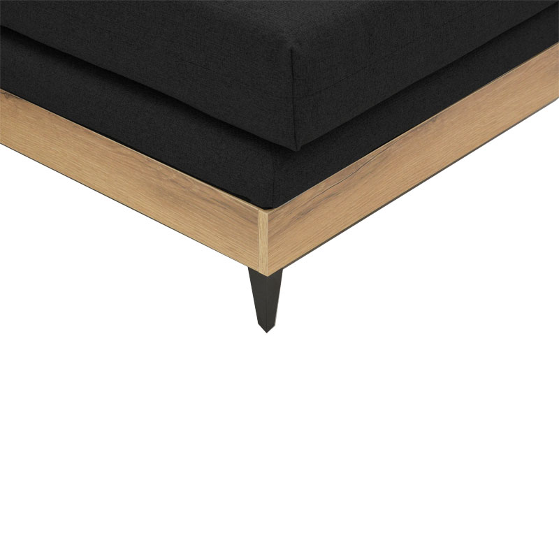 Corner reversible sofa Mirabel pakoworld black fabric-natural wood 250x184x100cm