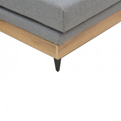 Corner reversible sofa Mirabel pakoworld grey fabric-natural wood 250x184x100cm
