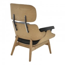 Relax armchair Mirto pakoworld solid wood walnut-PU black 80x80x96.5cm