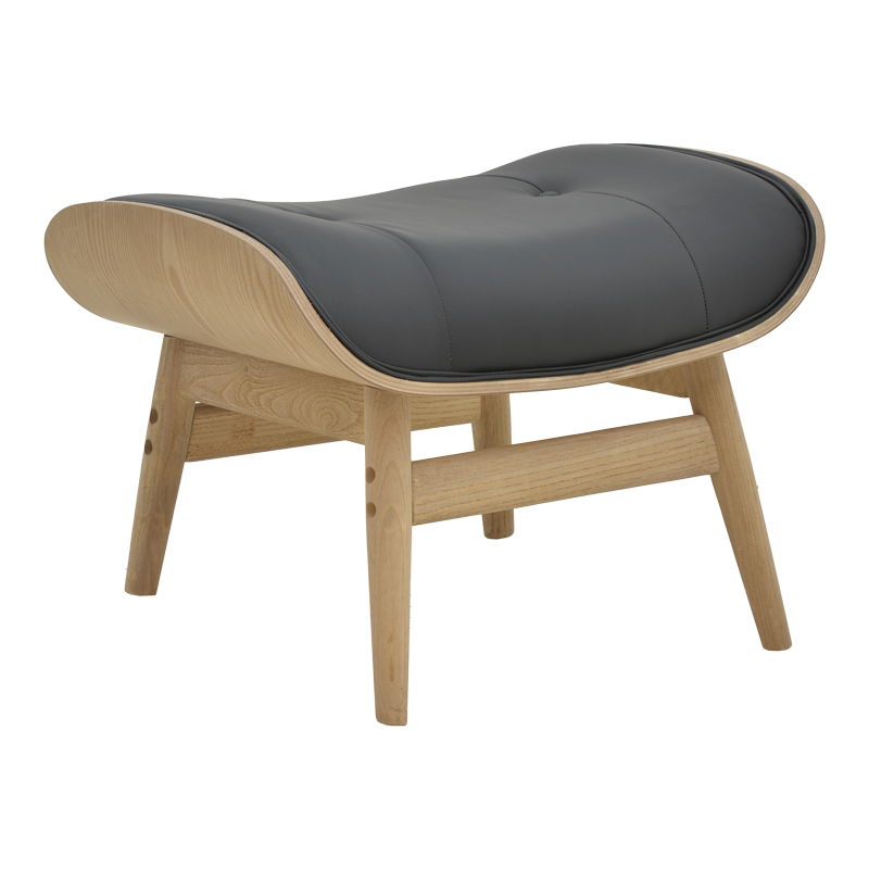 Relax stool Mirto pakoworld solid wood walnut-PU black 63x50x46cm