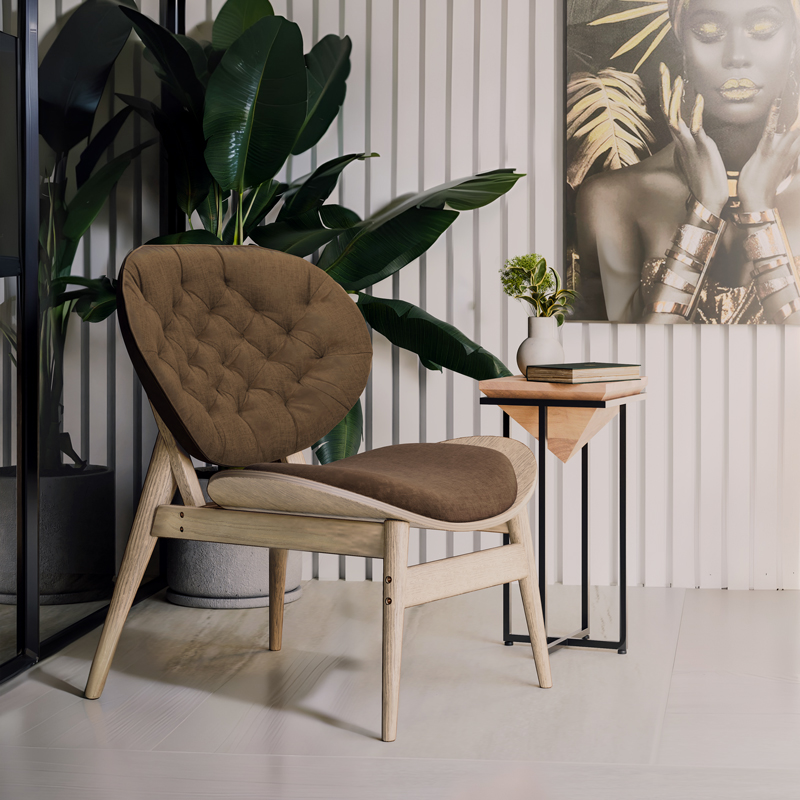 Relax armchair Udalle pakoworld solid walnut wood-brown fabric 77x70x82cm