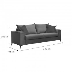 3 seater Verona sofa anthracite - cypress cushions 225x93x100cm