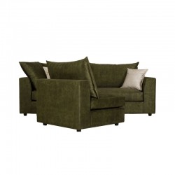 Reversible polymorphic sofa Artemis pakoworld green antique fabric-ivory cushion 240x187x95cm