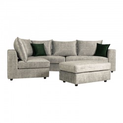 Reversible polymorphic sofa Iris pakoworld ecru antique fabric-green cushion 290x250x95cm