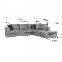 Reversible polymorphic sofa Iris pakoworld ecru antique fabric-green cushion 290x250x95cm