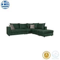Reversible polymorphic sofa Iris pakoworld green antique fabric-ecru cushion 290x250x95cm