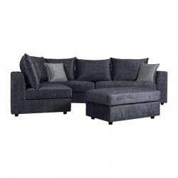 Reversible polymorphic sofa Iris pakoworld dark grey antique fabric-light grey cushion 290x250x95cm