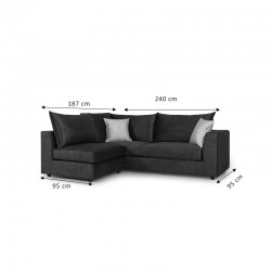 Reversible polymorphic sofa Artemis pakoworld ecru antique fabric-green cushion 240x187x95cm