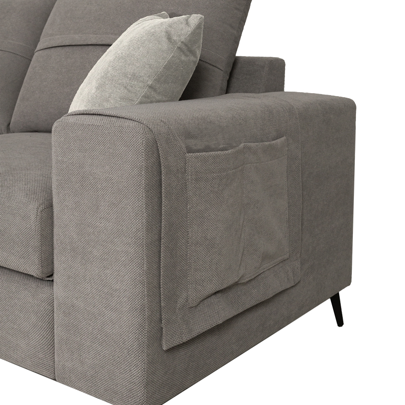 Right corner sofa Montana pakoworld grey fabric-light grey cushions 275x215x93cm