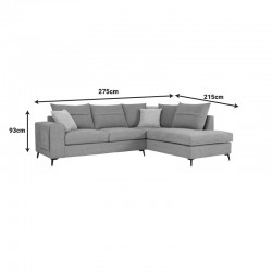 Left corner sofa Montana pakoworld grey fabric-light grey cushions 275x215x93cm