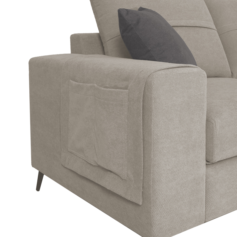 Left corner sofa Montana pakoworld light grey fabric-grey cushions 275x215x93cm