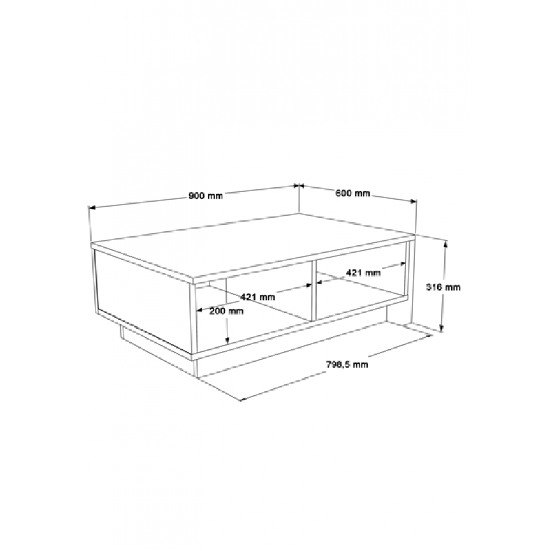 Τραπέζι σαλονιού Thunder pakoworld ανθρακί antique-γκρι antique 90x60x31.5εκ