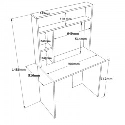 Study desk-bookcase Leordo pakoworld melamine white-sonoma 90x51.5x148.5cm
