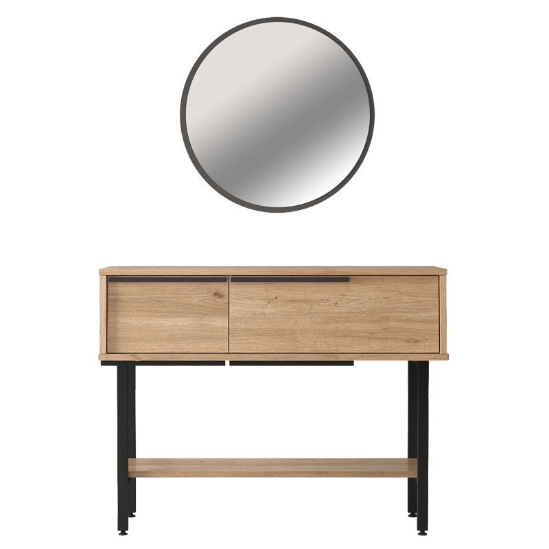 Dressing table with mirror Wardio pakoworld melamine natural-black 100x29.5x76cm