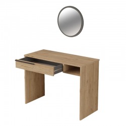 Dressing table with mirror Dorjie pakoworld melamine natural-dark grey 100x44.5x75cm