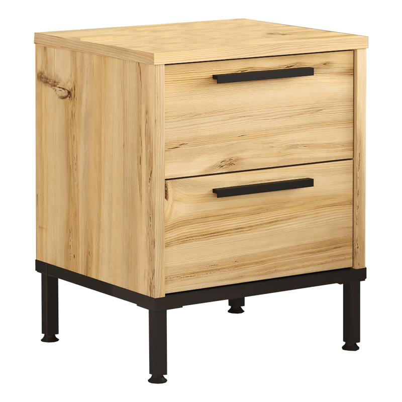 Nightstand Nako pakoworld black metal and melamine in natural shade 40x35.5x48.8cm