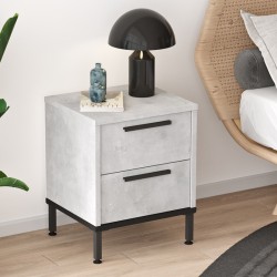 Nightstand Nako pakoworld black metal and melamine in antique gray shade 40x35.5x48.8cm