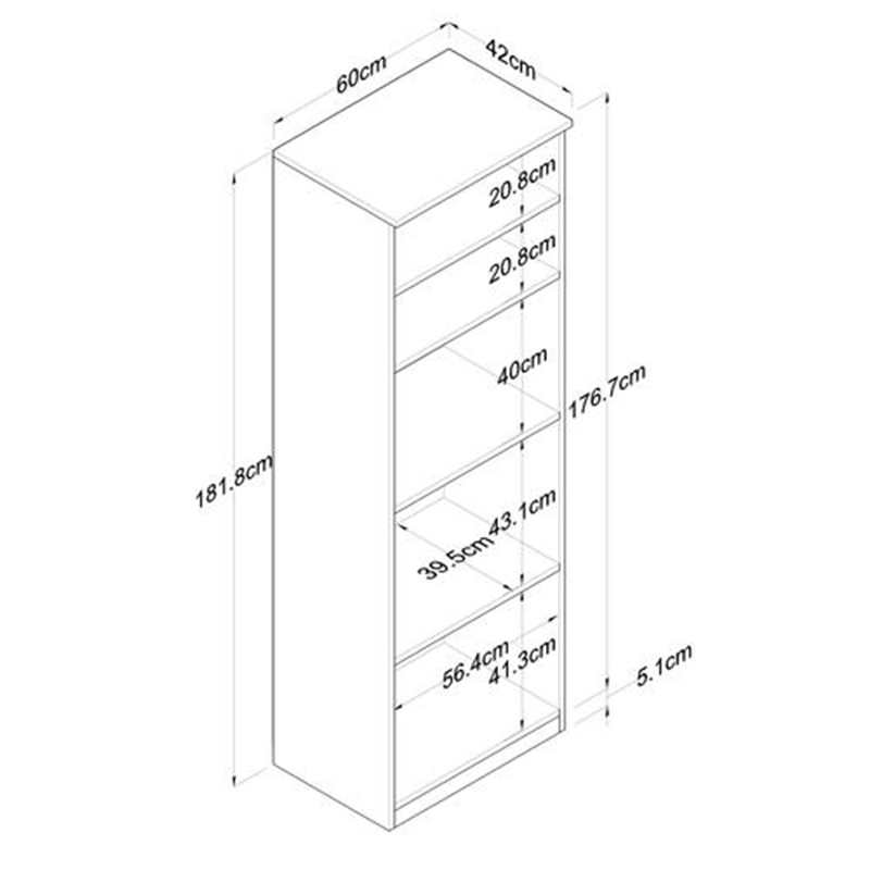 Floor shelf unit Rowan pakoworld white 60x42x182cm