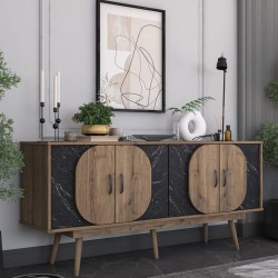 Buffet Suckie pakoworld walnut-black marble look melamine-walnut pp leg 180x45x82.6cm