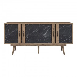 Buffet Suckie I pakoworld walnut-black marble look melamine-walnut pp leg 180x45x82.6cm