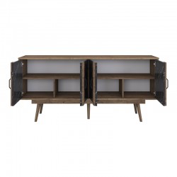 Buffet Suckie I pakoworld walnut-black marble look melamine-walnut pp leg 180x45x82.6cm