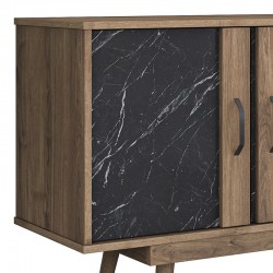 Buffet Suckie I pakoworld walnut-black marble look melamine-walnut pp leg 180x45x82.6cm