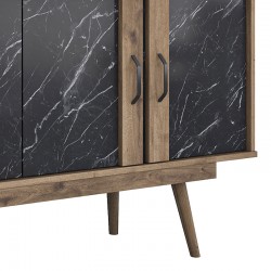 Buffet Suckie I pakoworld walnut-black marble look melamine-walnut pp leg 180x45x82.6cm