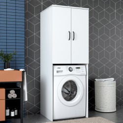 Laundry cabinet Laudy pakoworld white melamine 65x62.5x181.8cm