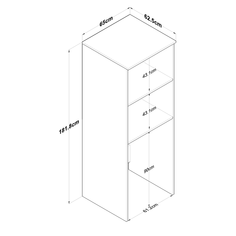 Laundry cabinet Laudy pakoworld white melamine 65x62.5x181.8cm