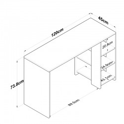 Γραφείο εργασίας Lanuta pakoworld σε καρυδί-λευκό απόχρωση 120x45x73.8εκ