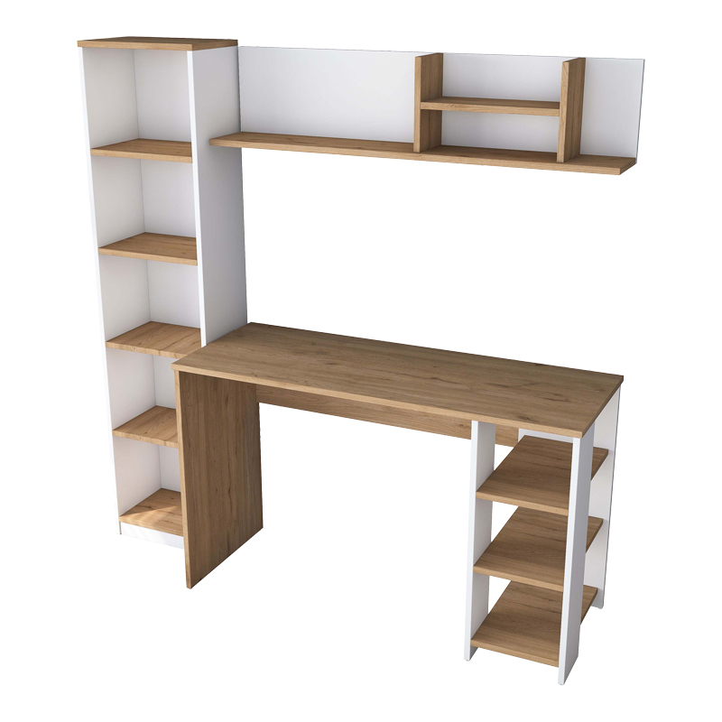 Work desk-library Lotek pakoworld in walnut-white shade 120x45x161.8cm