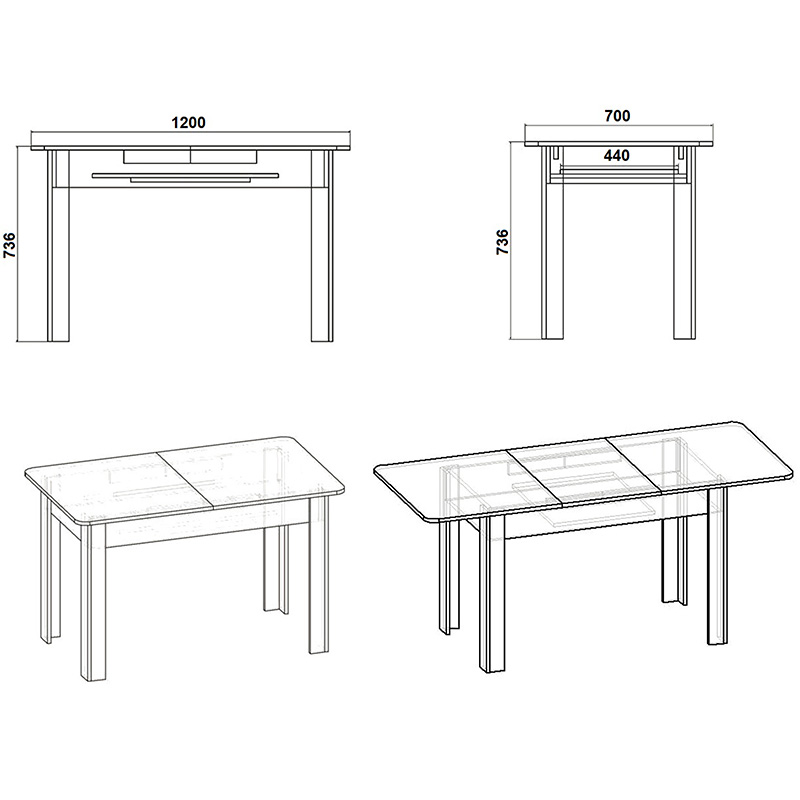 Dining table Quiin pakoworld expandable sonoma 120-174x70x73.5cm