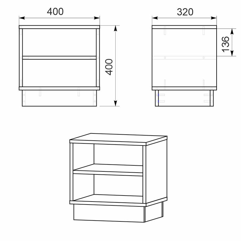 Nightstand Mason pakoworld white 40x32x40cm