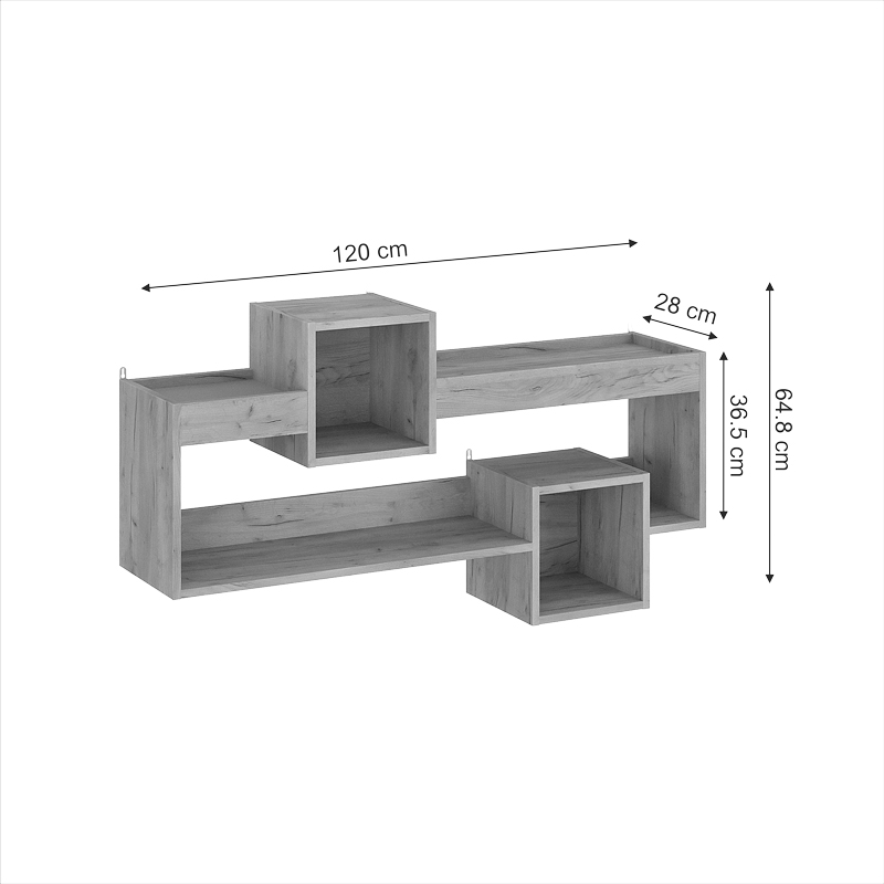 Wall Shelf Shellie pakoworld in oak color 120x28x65cm