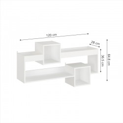 Wall Shelf Shellie pakoworld in white color 120x28x65cm