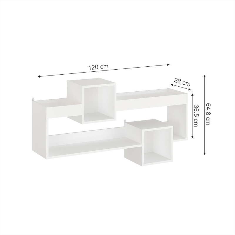 Wall Shelf Shellie pakoworld in white color 120x28x65cm