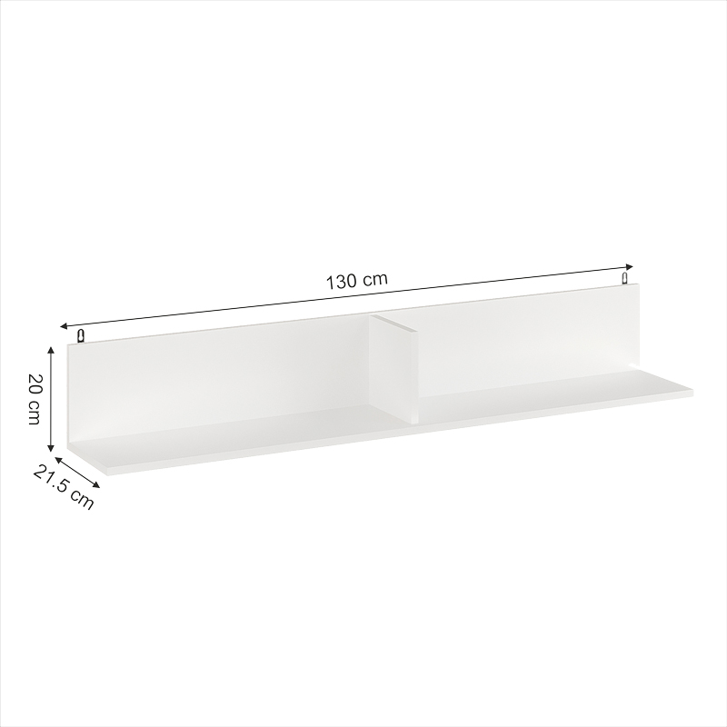 Wall shelf Drowel pakoworld in white color 130x21.6x20cm