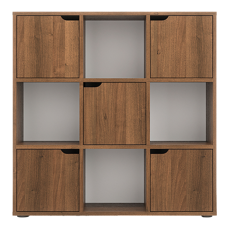 Bookcase Bookel pakoworld in walnut color 88.5x27.5x89.3cm