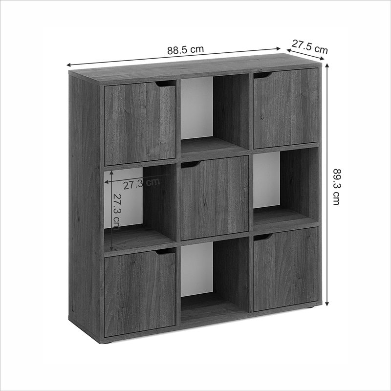 Bookcase Bookel pakoworld in walnut color 88.5x27.5x89.3cm