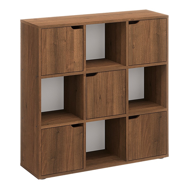 Bookcase Bookel pakoworld in walnut color 88.5x27.5x89.3cm