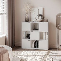 Bookcase Bookel pakoworld in white color 88.5x27.5x89.3cm